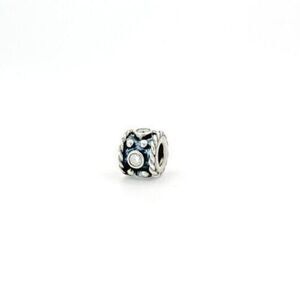 Pandora Oxidized Silver Crown Cubic Zirconia Spacer Bead Charm